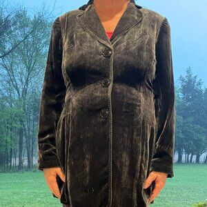 Velvet Look A Like Button Down Lightweight Jacket